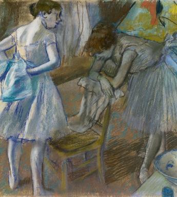 Pastel drawing of two dancers