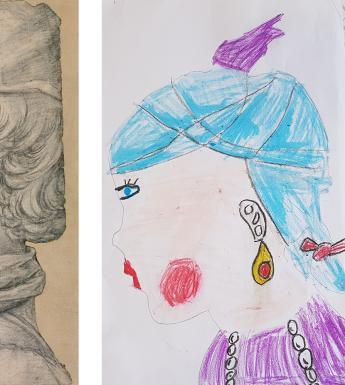 Child's recreation of a profile portrait