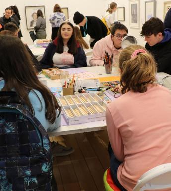 Photo of teenagers taking part in a workshop in the Gallery