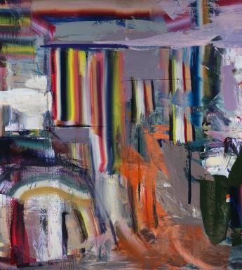 A colourful oil on canvas painting