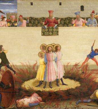 Fra Angelico (c.1400-1455), 'Saints Cosmas and Damian and their brothers surviving the stake' - detail, c.1439-1442. Photograph © National Gallery of Ireland.