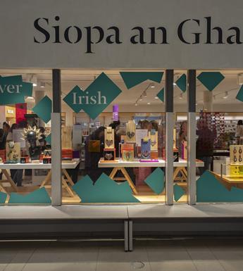Window display of the Gallery Shop featuring accessories by Margaret O'Connor, Kiki Na Art and Maeve Barry.
