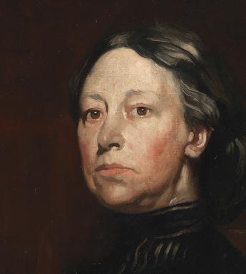 A painted portrait of Augusta Gregory.