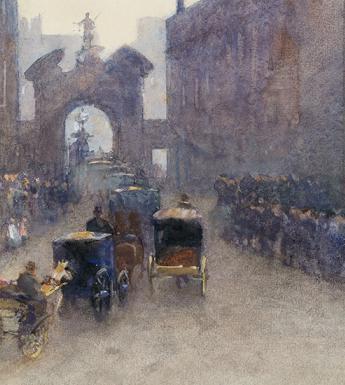 Detail from Rose Barton, Going to the Levée at Dublin Castle, 1897