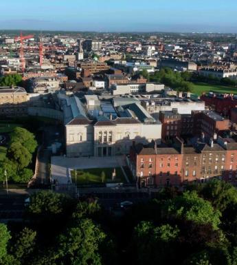 Aerial photograph of the National Gallery of Ireland taken from a drone.