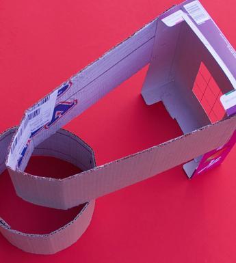 A homemade viewfinder made of cardboard boxes