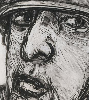 Print of soldier's head by George Wallace