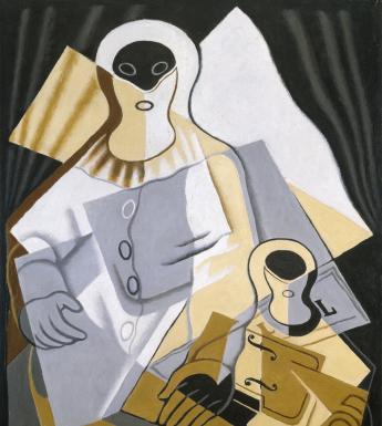 Cubist-style painting of a pierrot by Juan Gris