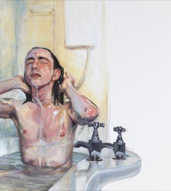 Painting of a male figure in the bath