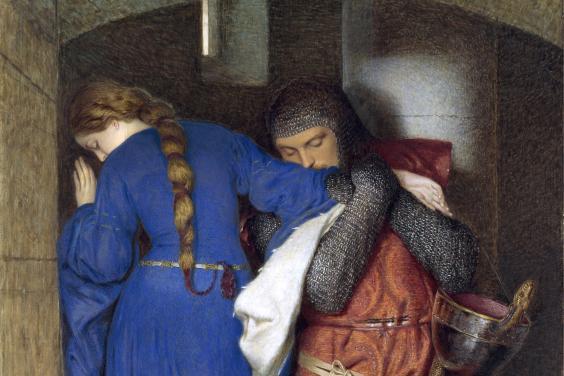 Frederic William Burton (1816-1900), 'Hellelil and Hildebrand, the Meeting on the Turret Stairs', 1864. © National Gallery of Ireland.