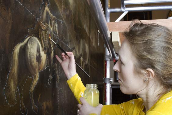 Conservation work on the Battle of the Boyne. © National Gallery of Ireland
