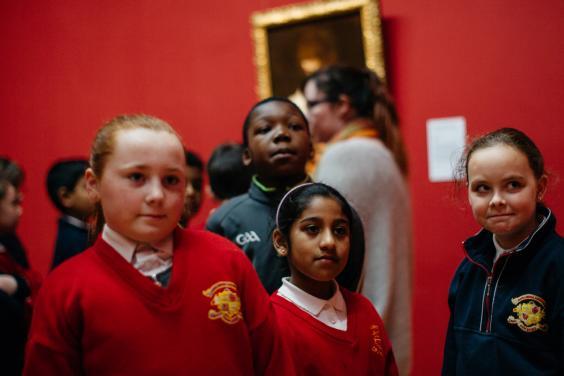 A school tour of the Beyond Caravaggio exhibition. © National Gallery of Ireland.