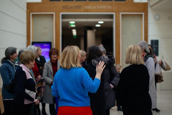 Photo of a group of people on a guided tour in the National Gallery of Ireland
