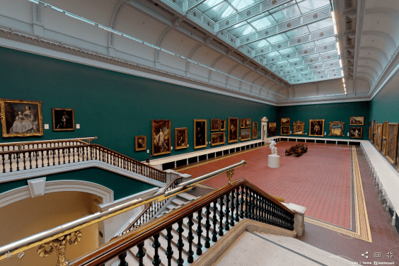 A view of the Grand Gallery from a staircase