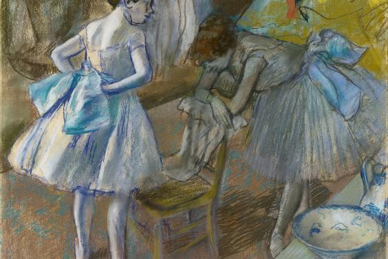 Pastel drawing of two dancers
