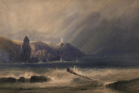 A painting of a stormy seascape