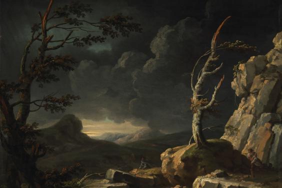 A painting of a stormy night scene