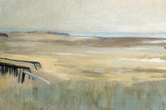 Painting of a beach and dunes