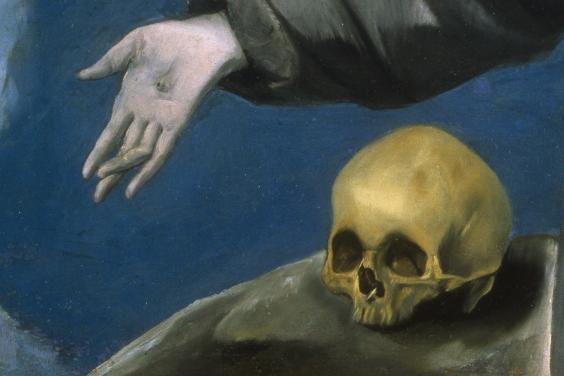 Skull and hand