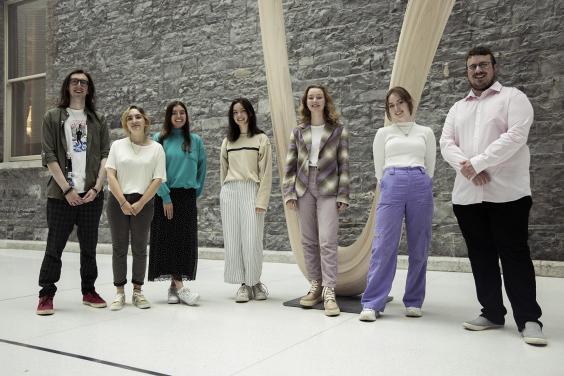 A group photograph of the young curators behind the Gallery's new exhibition, Boring Art?