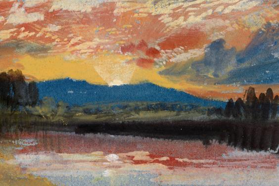 A watercolour painting of a sunset