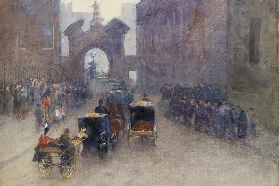 Detail from Rose Barton, Going to the Levée at Dublin Castle, 1897