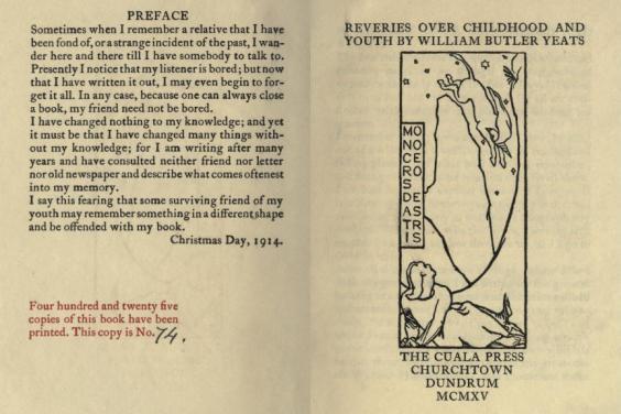 Title page of a book by W.B. Yeats