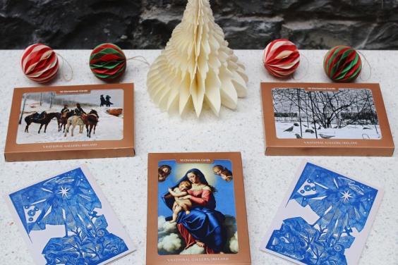 A selection of Christmas cards and decorations