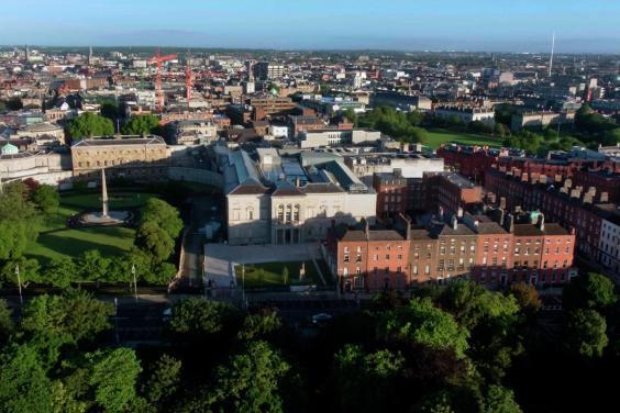 Aerial photograph of the National Gallery of Ireland taken from a drone.