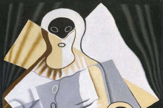 Cubist-style painting of a pierrot by Juan Gris