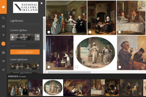 Screenshot of lightbox which lots of thumbnail images of paintings, drawings and prints