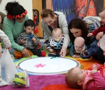 Babies enjoying sensory activities in the National Gallery of Ireland