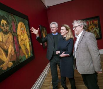 Sean Rainbird (National Gallery of Ireland); Janet McLean (National Gallery of Ireland); and Keith Hartley (National Galleries of Scotland) pictured at the opening of 'Emil Nolde: Colour is Life', 13 February 2018.