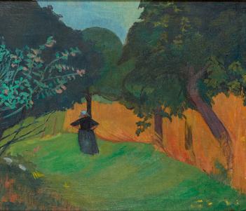 Paul Sérusier, 'Breton Woman next to a Field of Corn', c.1890-9. Image © Ashmolean Museum, University of Oxford