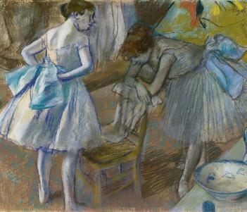 Pastel drawing of two dancers