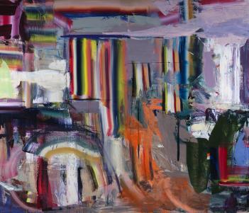 A colourful oil on canvas painting