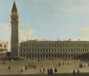 Detailed painting of St Mark's Square in Venice