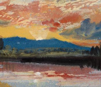 A watercolour painting of a sunset