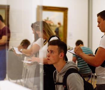 Visitors enjoying a sketching tour in the National Gallery of Ireland as part of National Drawing Day 2018.