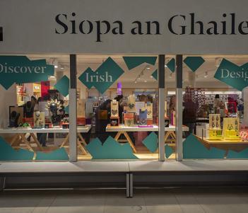 Window display of the Gallery Shop featuring accessories by Margaret O'Connor, Kiki Na Art and Maeve Barry.
