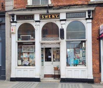 Shopfront of Sweny's Pharmacy on Lincoln Place in Dublin