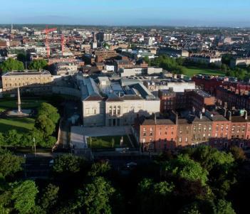 Aerial photograph of the National Gallery of Ireland taken from a drone.