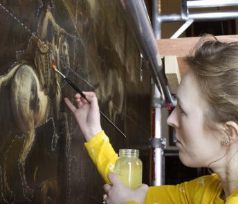 Conservation work on the Battle of the Boyne. © National Gallery of Ireland