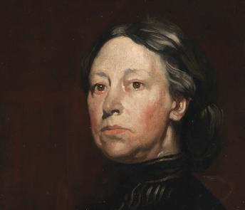 A painted portrait of Augusta Gregory.