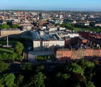 Aerial photograph of the National Gallery of Ireland taken from a drone.