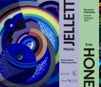 Exhibition poster with details of artworks and some text