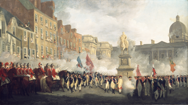 Francis Wheatley (1747-1801), 'The Dublin Volunteers on College Green, 4th November 1779'. Photography © National Gallery of Ireland